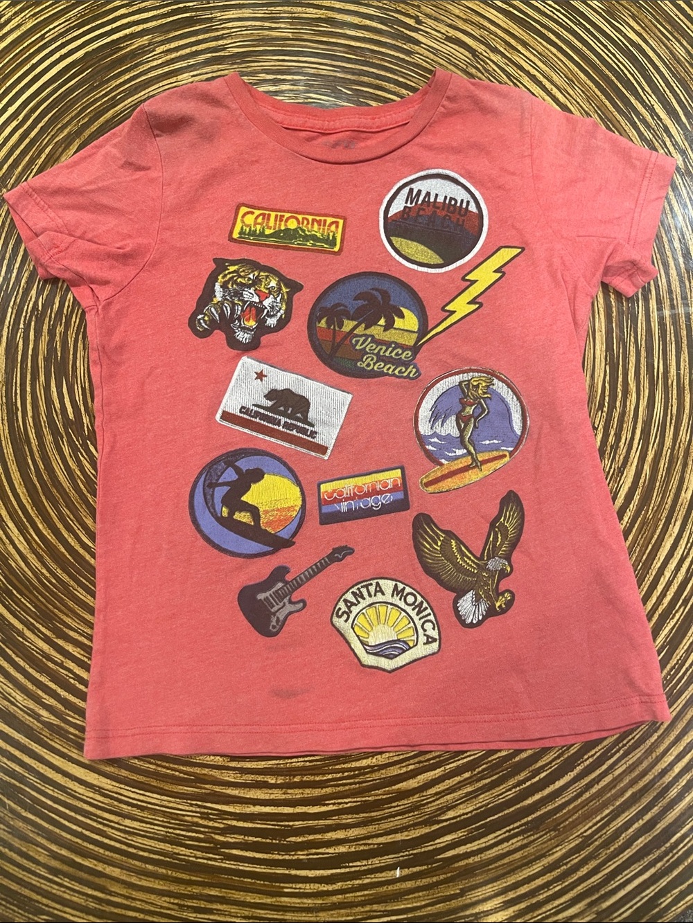 Californian Vintage Kids' Coral Graphic Patch Tee - Unbranded